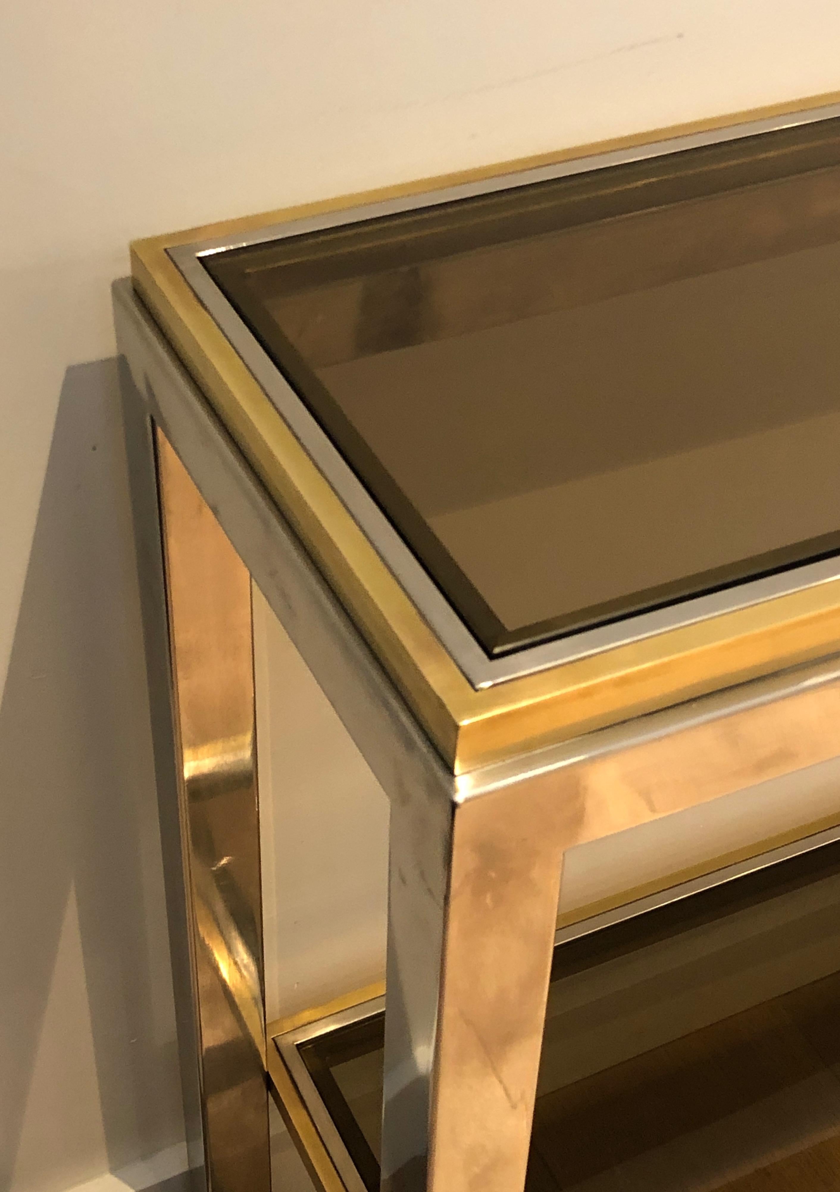 Chrome and Brass Console Table, circa 1970 For Sale 7