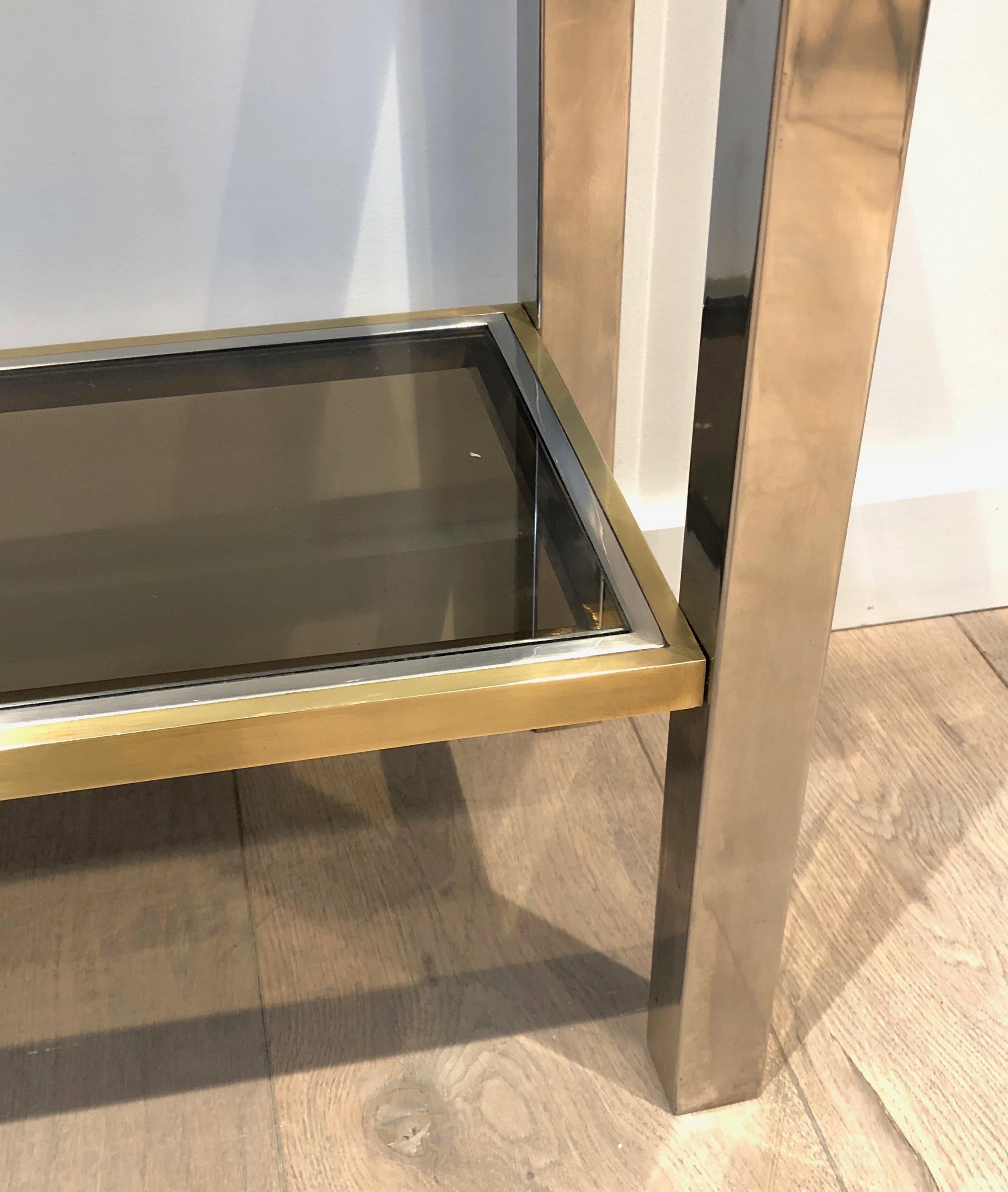 Chrome and Brass Console Table, circa 1970 For Sale 9