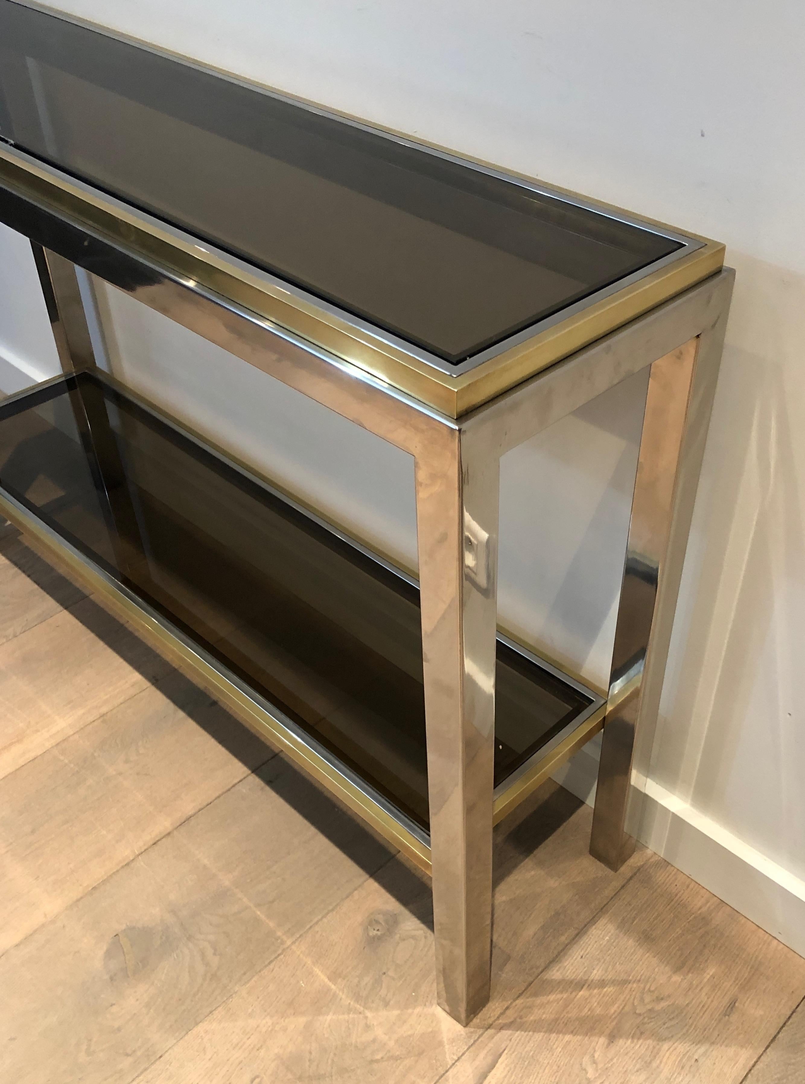 Chrome and Brass Console Table, circa 1970 For Sale 11