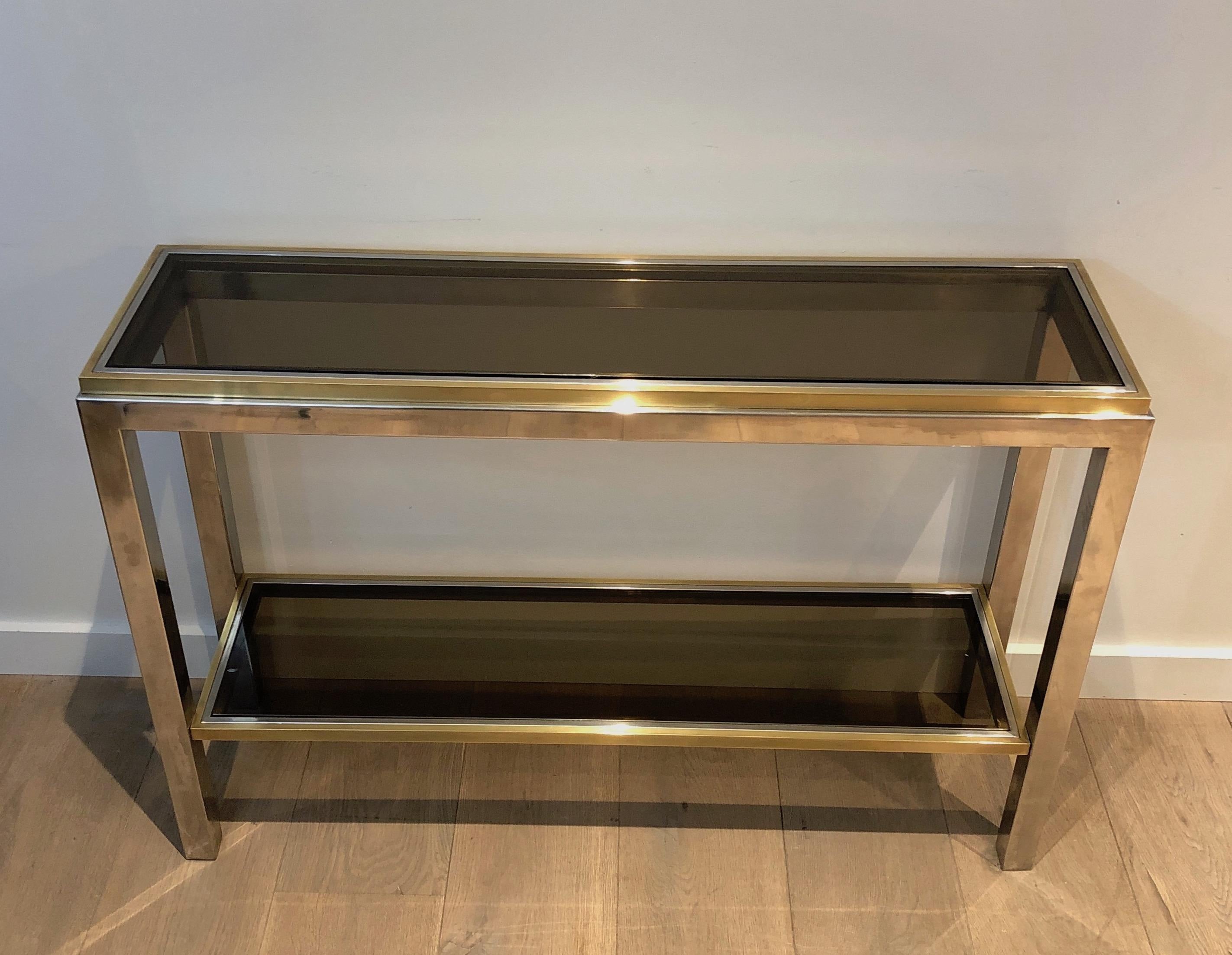 Chrome and Brass Console Table, circa 1970 For Sale 13