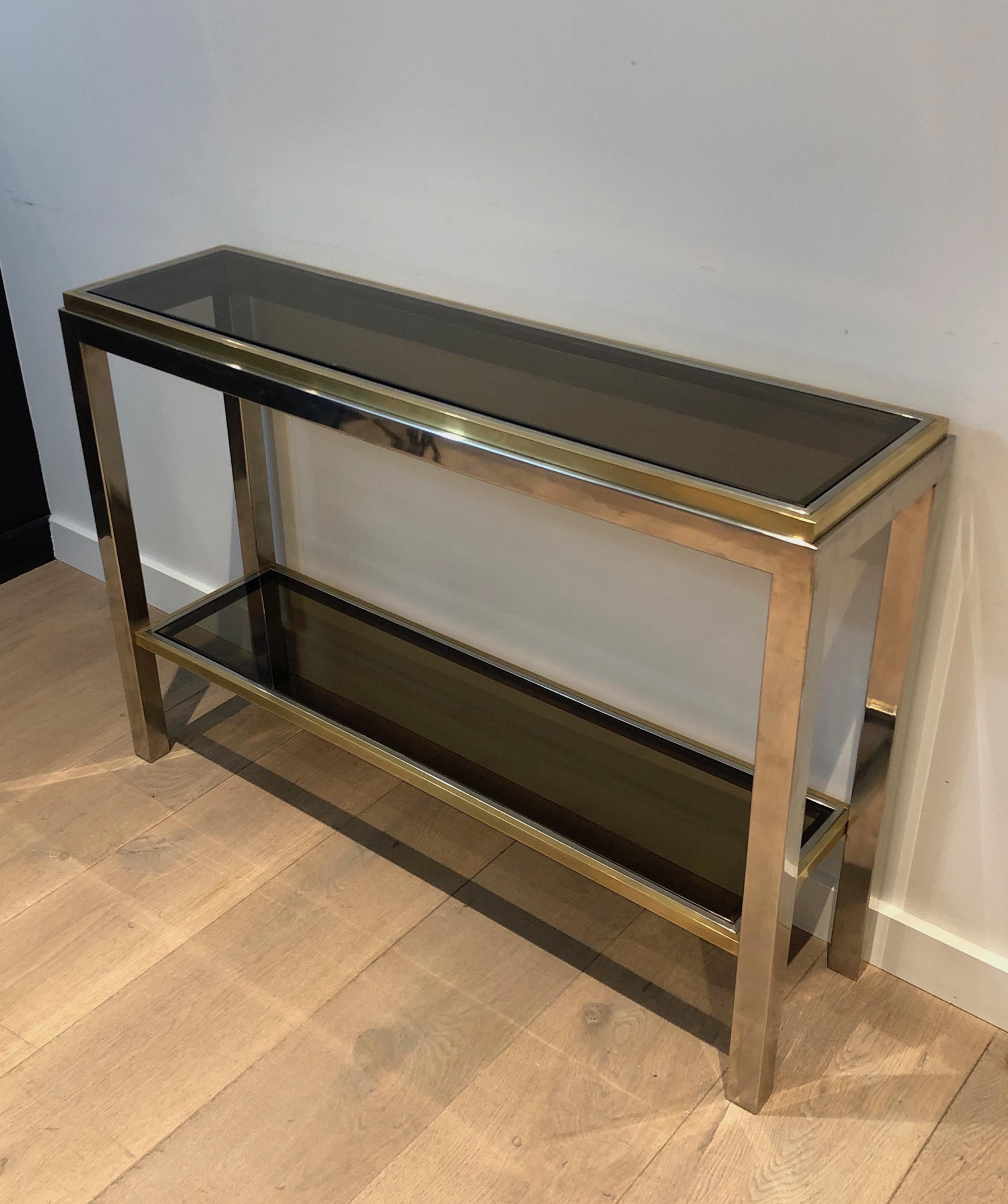 Chrome and Brass Console Table, circa 1970 For Sale 14
