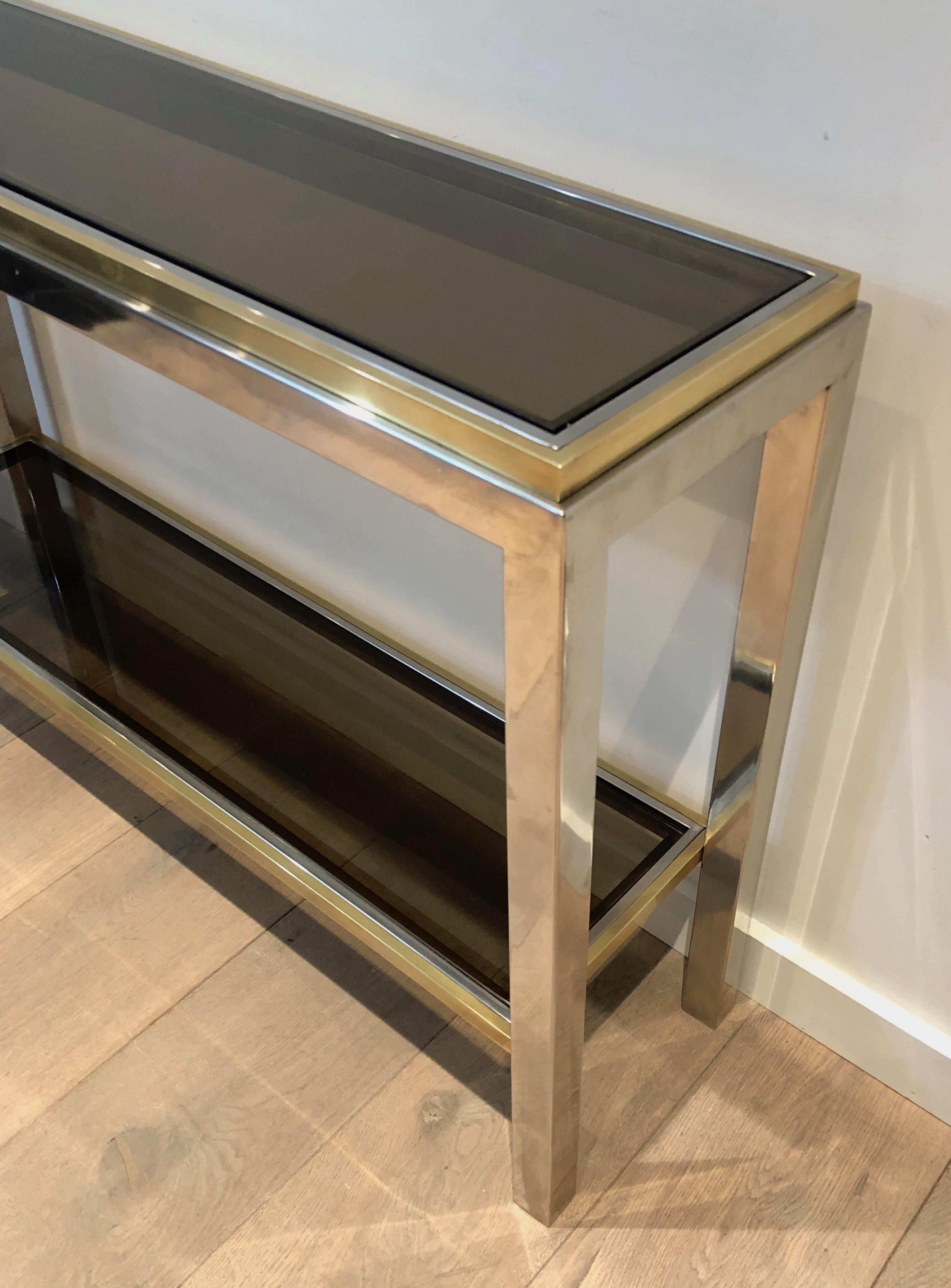 Chrome and Brass Console Table, circa 1970 For Sale 2