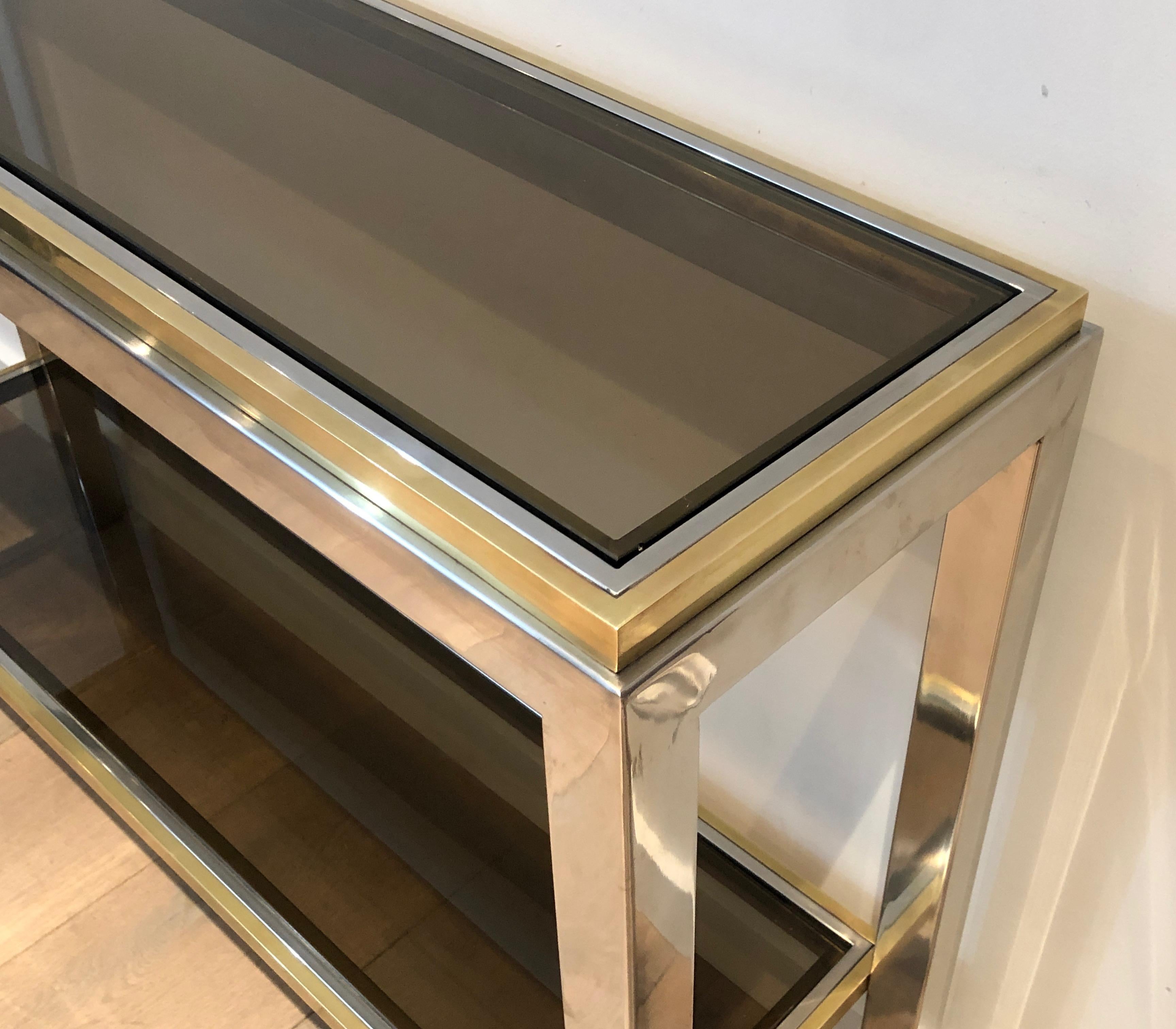Chrome and Brass Console Table, circa 1970 For Sale 3