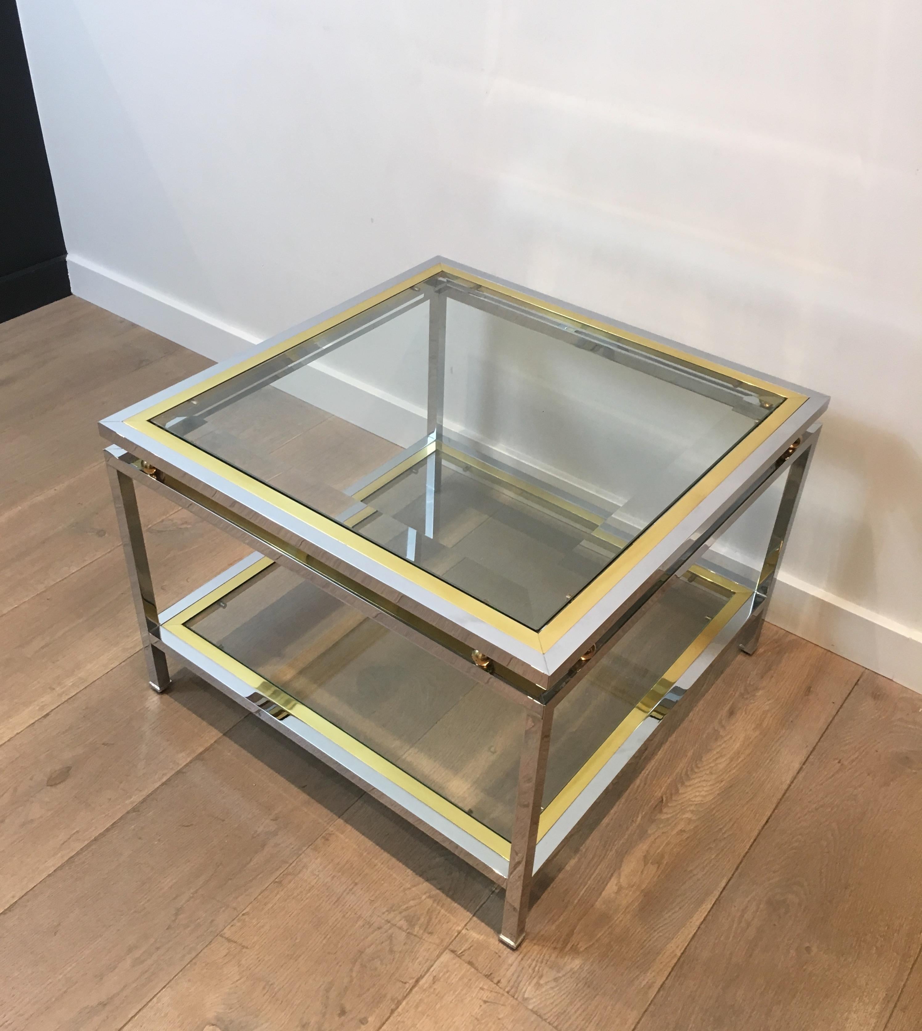 Chrome and Brass Design Side Table, French, circa 1970 7