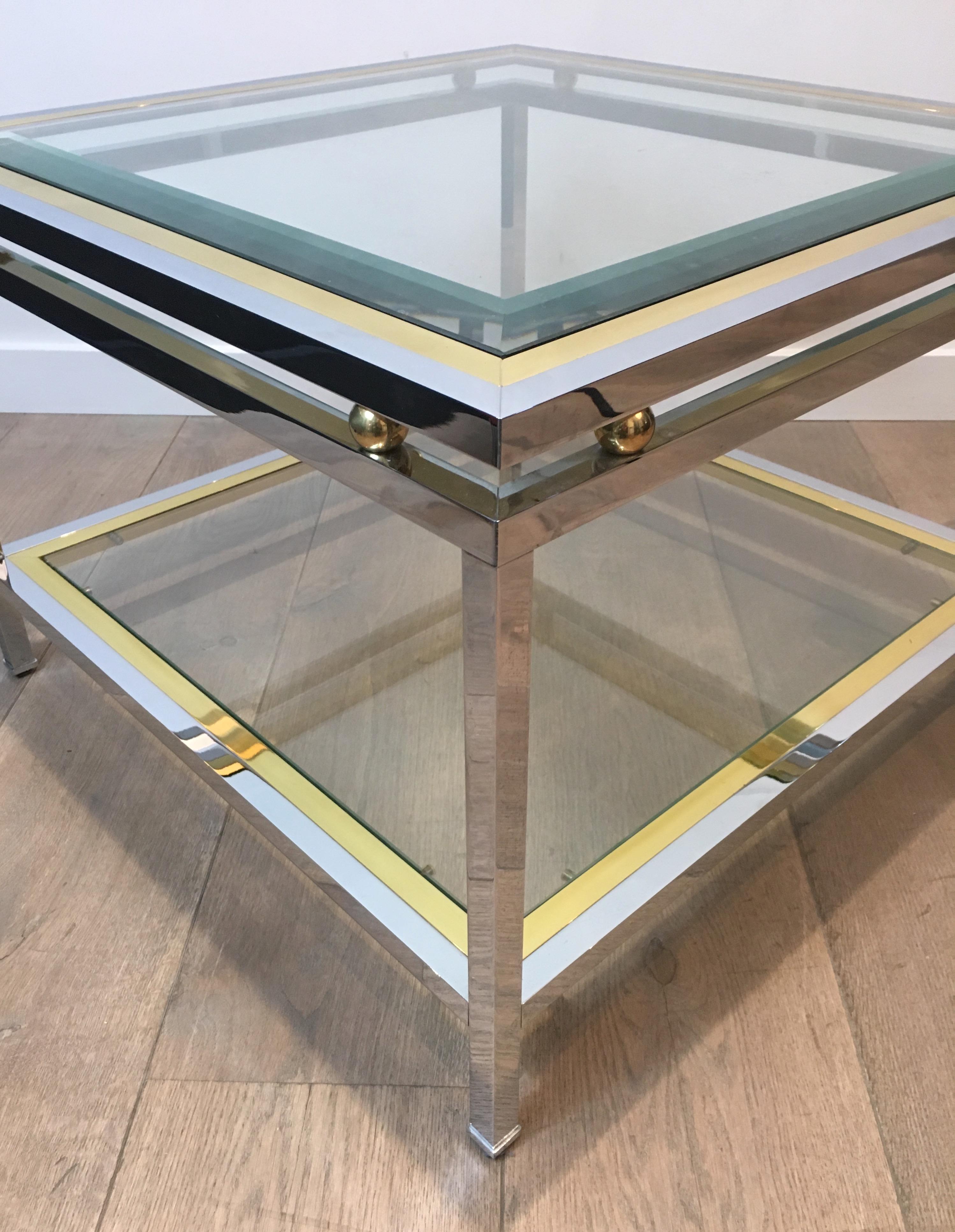 Chrome and Brass Design Side Table, French, circa 1970 8