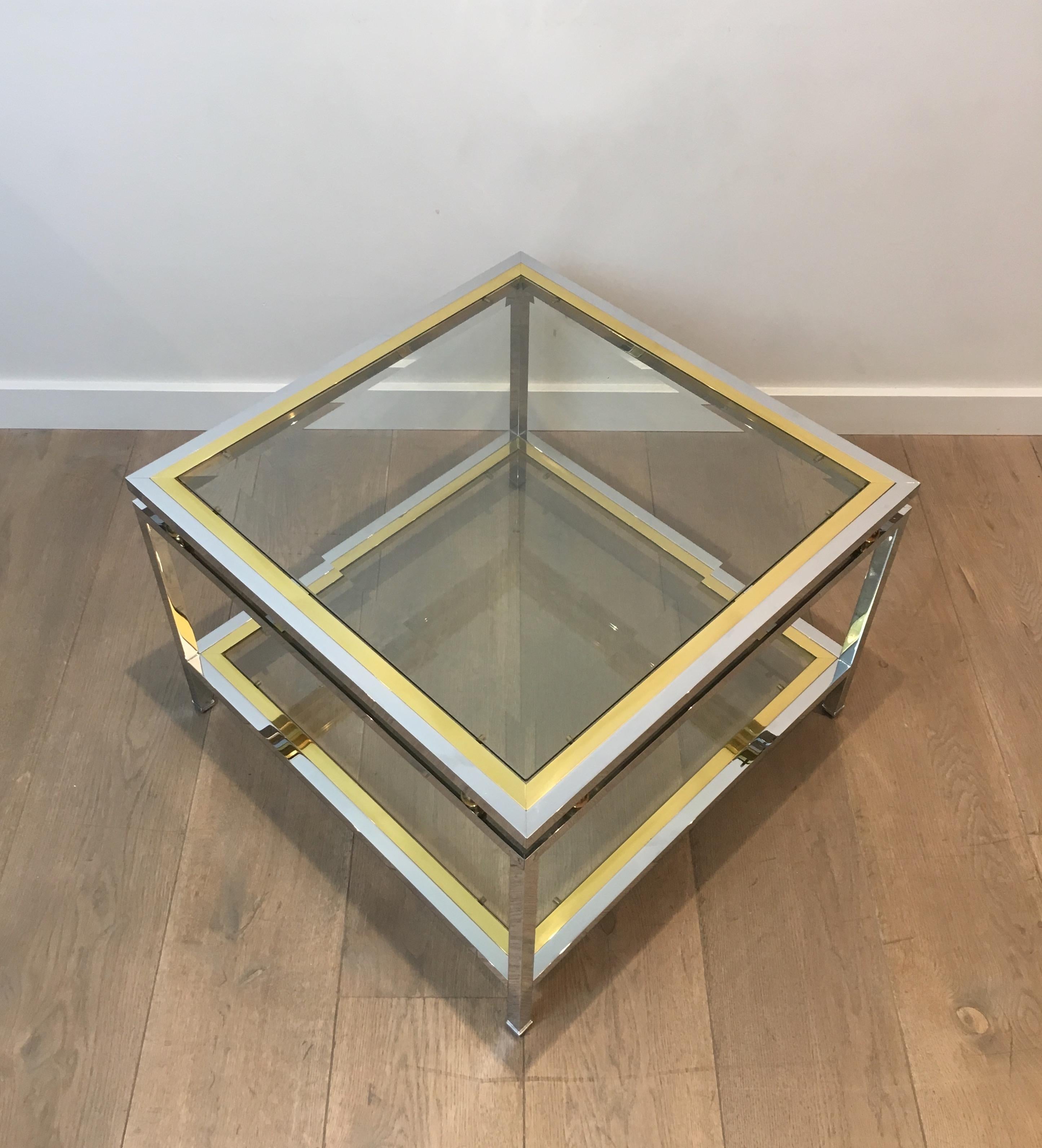 Chrome and Brass Design Side Table, French, circa 1970 10