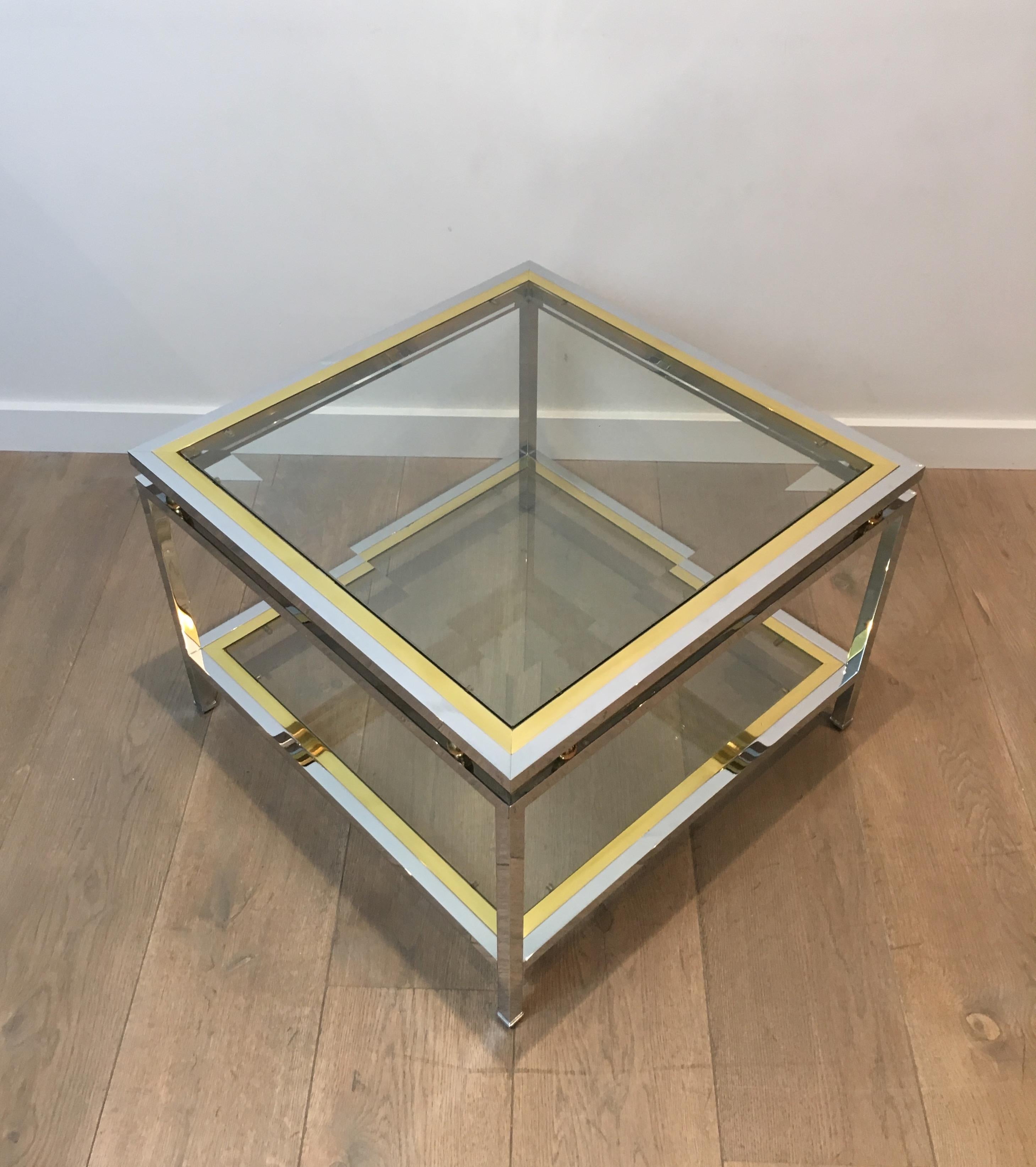 Chrome and Brass Design Side Table, French, circa 1970 11