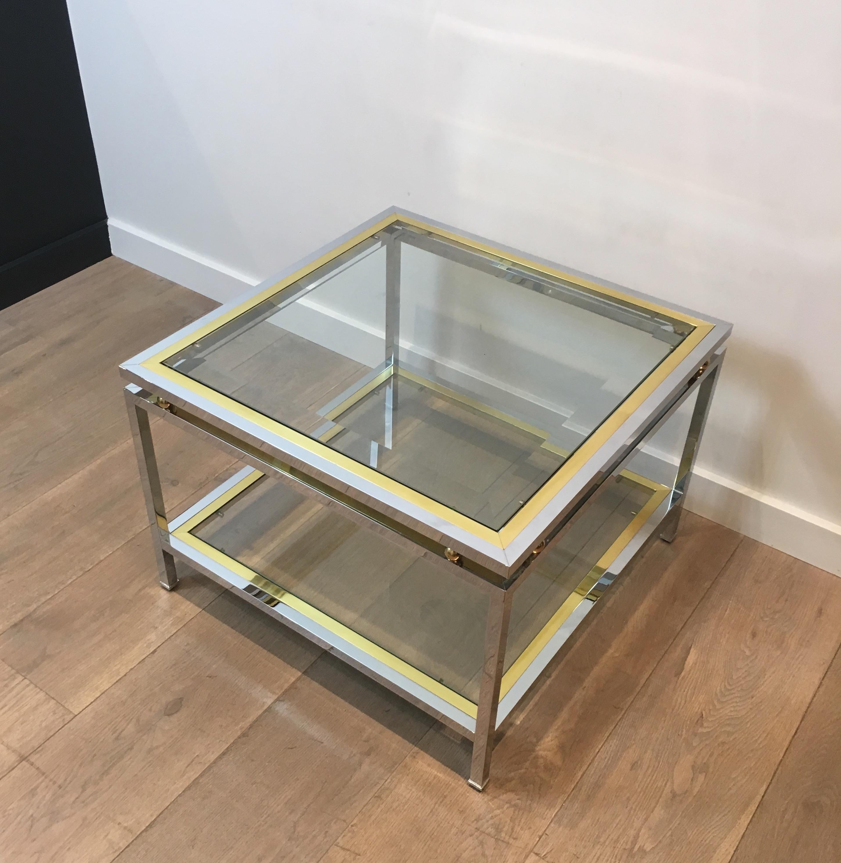 Chrome and Brass Design Side Table, French, circa 1970 12