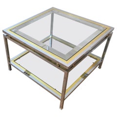 Chrome and Brass Design Side Table, French, circa 1970