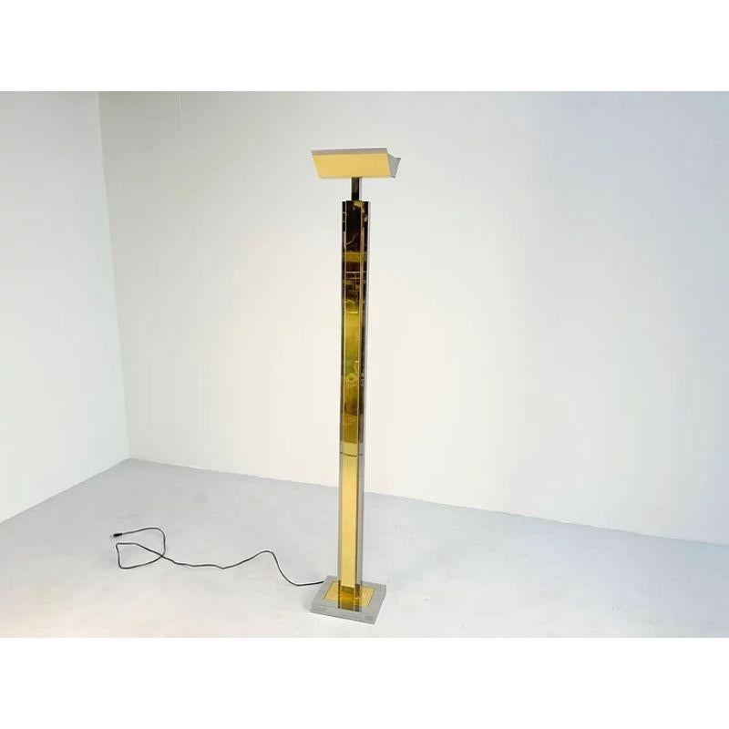 Chrome and Brass Floor Lamp In Good Condition In Nijlen, VAN