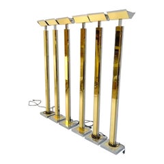 Lampadaire en chrome et laiton