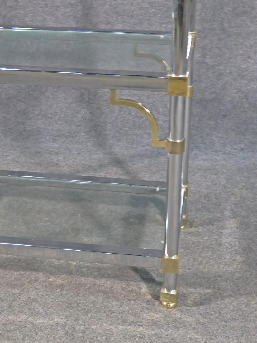 Chrome and Brass French Directoire Maison Jansen Style Etagere Shelf Display 1
