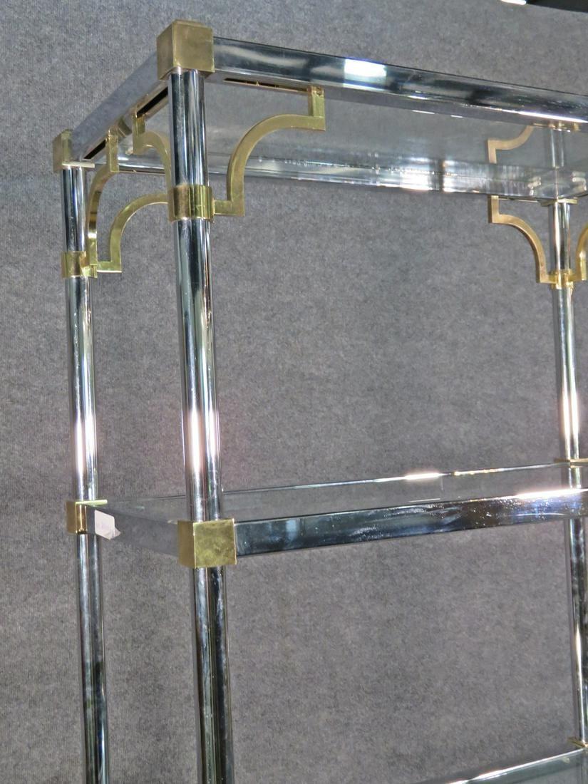 Chrome and Brass French Directoire Maison Jansen Style Etagere Shelf Display 2