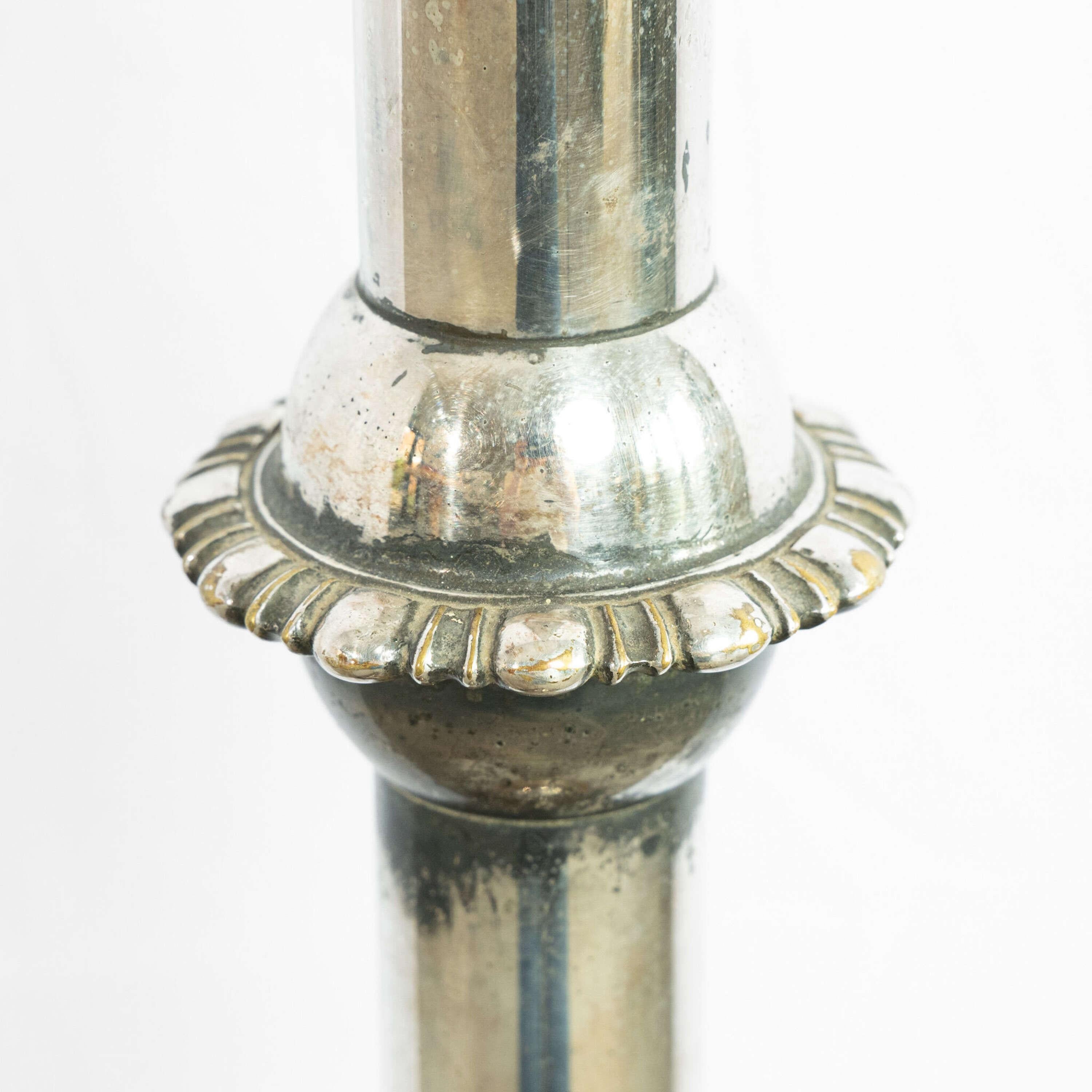 Chrome and Brass French Lion Paw Base Floor Lamp In Good Condition For Sale In Southampton, GB