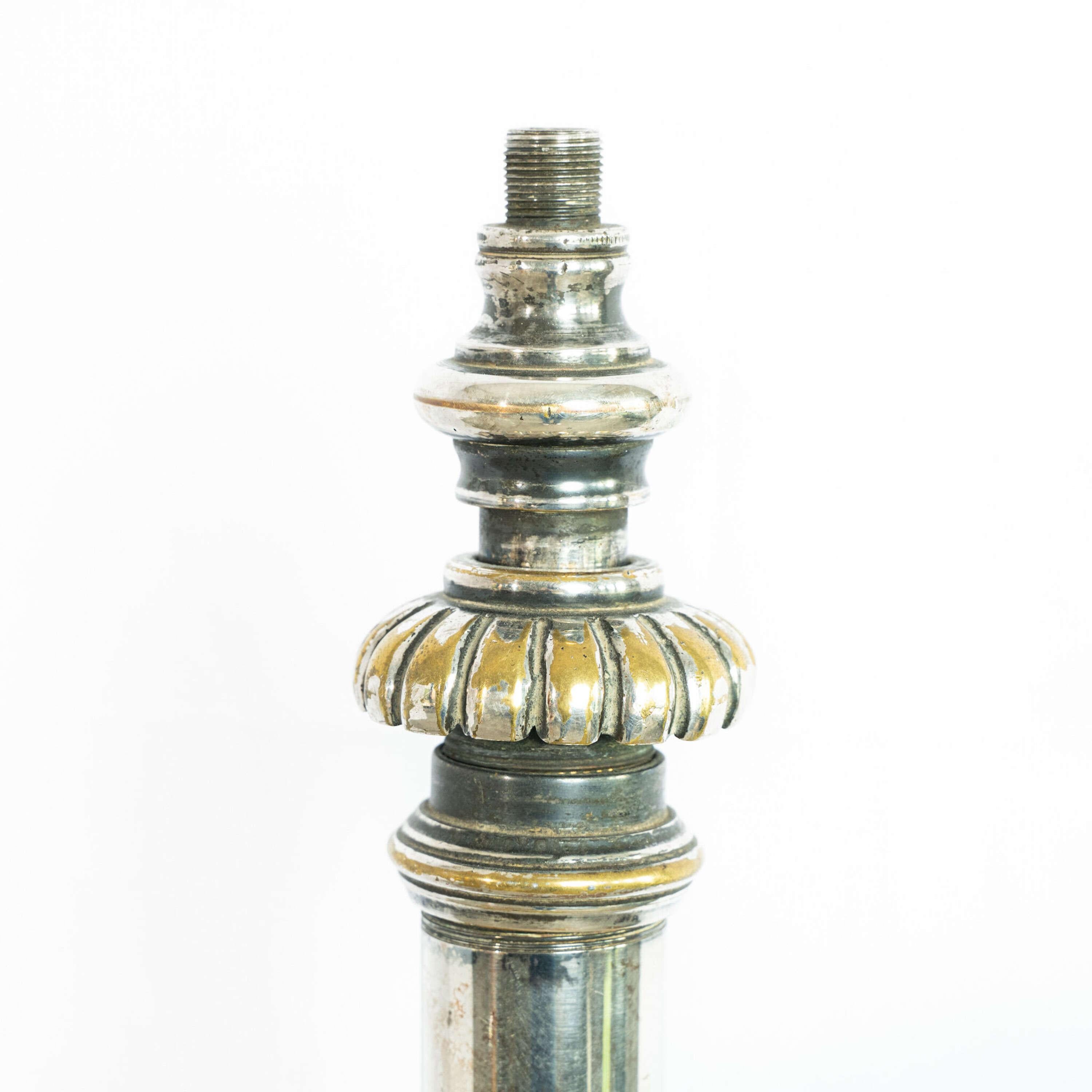 20th Century Chrome and Brass French Lion Paw Base Floor Lamp For Sale