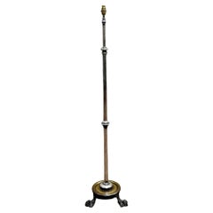 Chrome and Brass French Lion Paw Base Floor Lamp