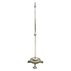Chrome and Brass French Lion Paw Base Floor Lamp