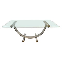 Chrome and Brass Harp Dining Table by Romeo Rega