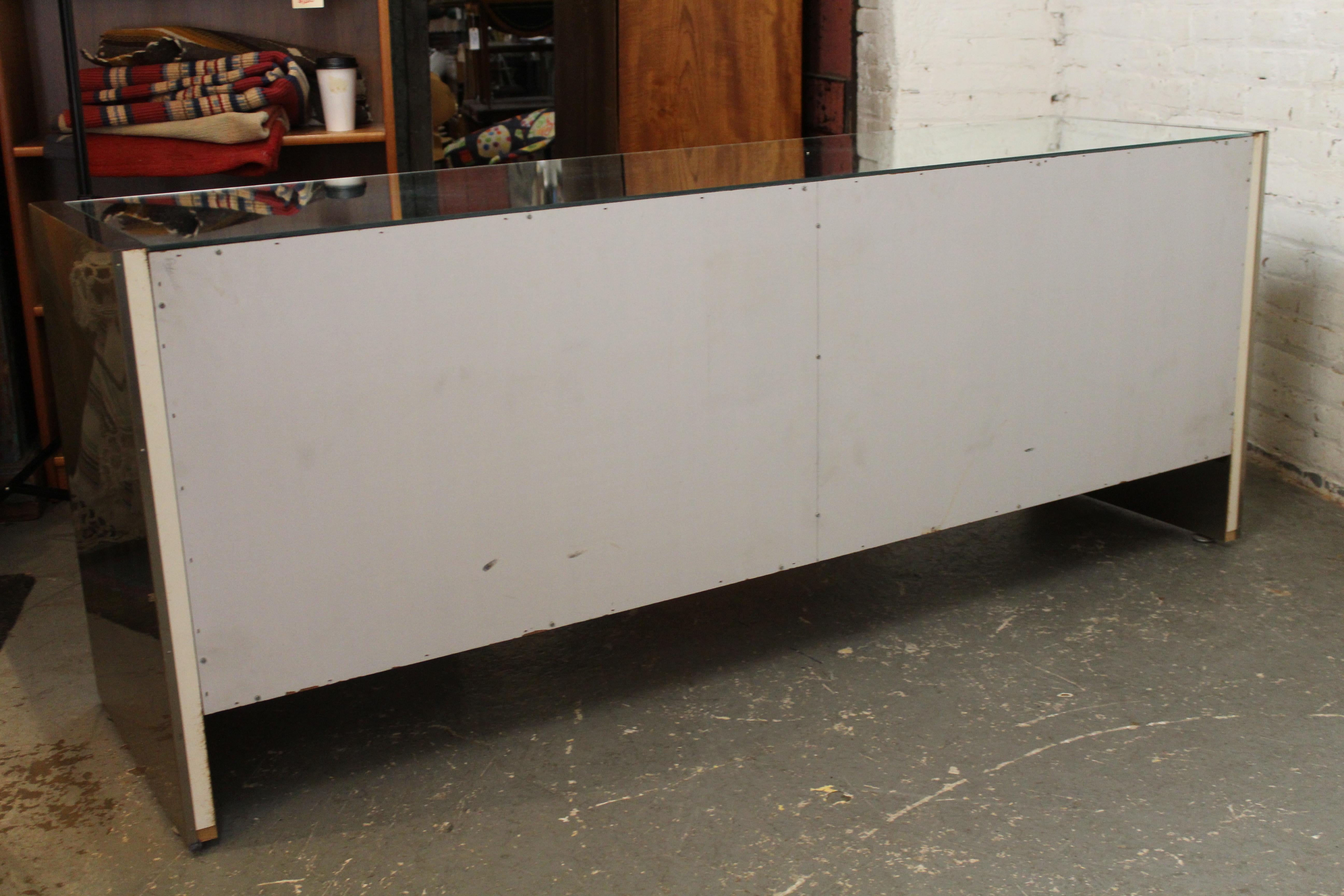 Chrome and Brass Herringbone Credenza by Ello Furniture 3
