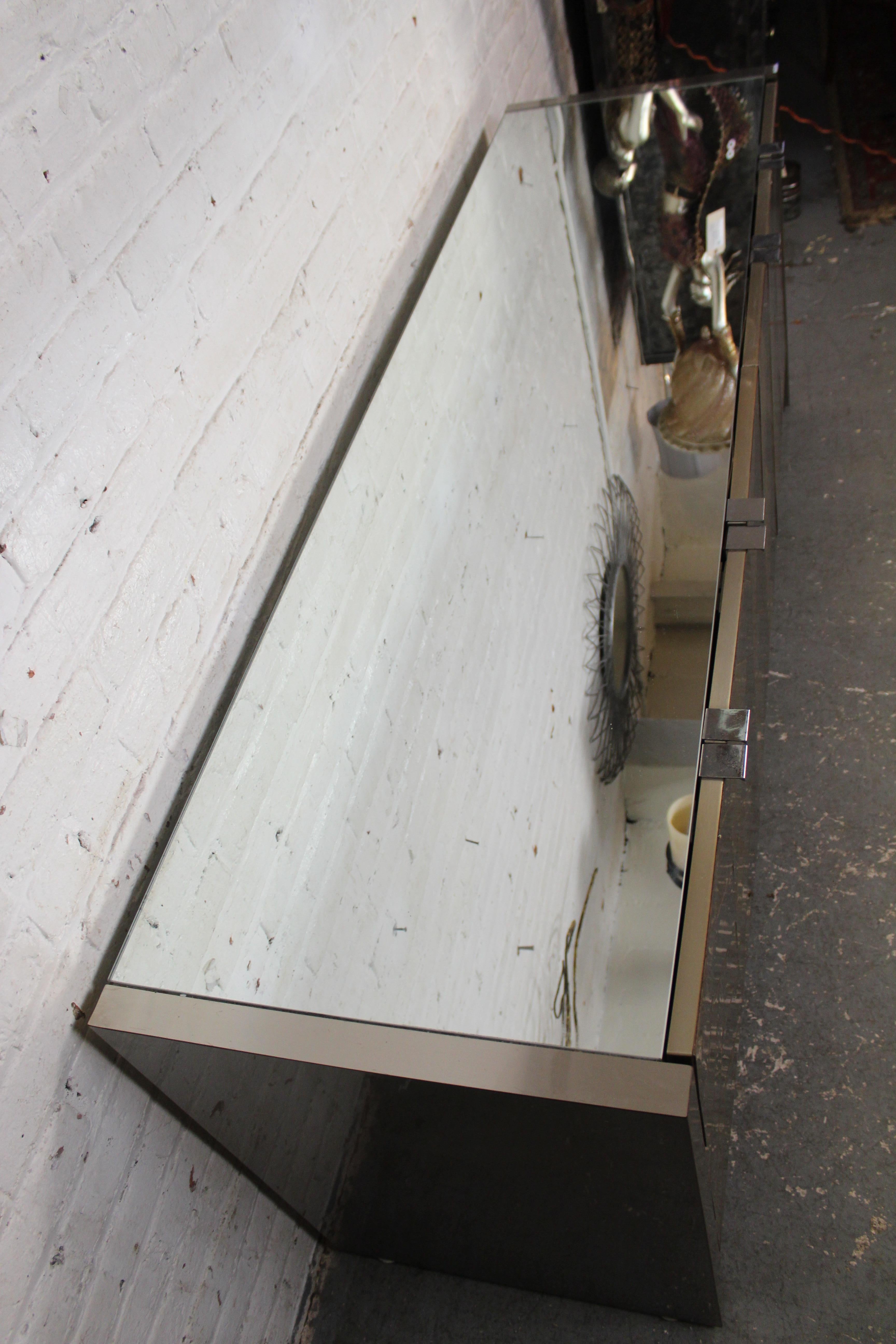 Chrome and Brass Herringbone Credenza by Ello Furniture 6
