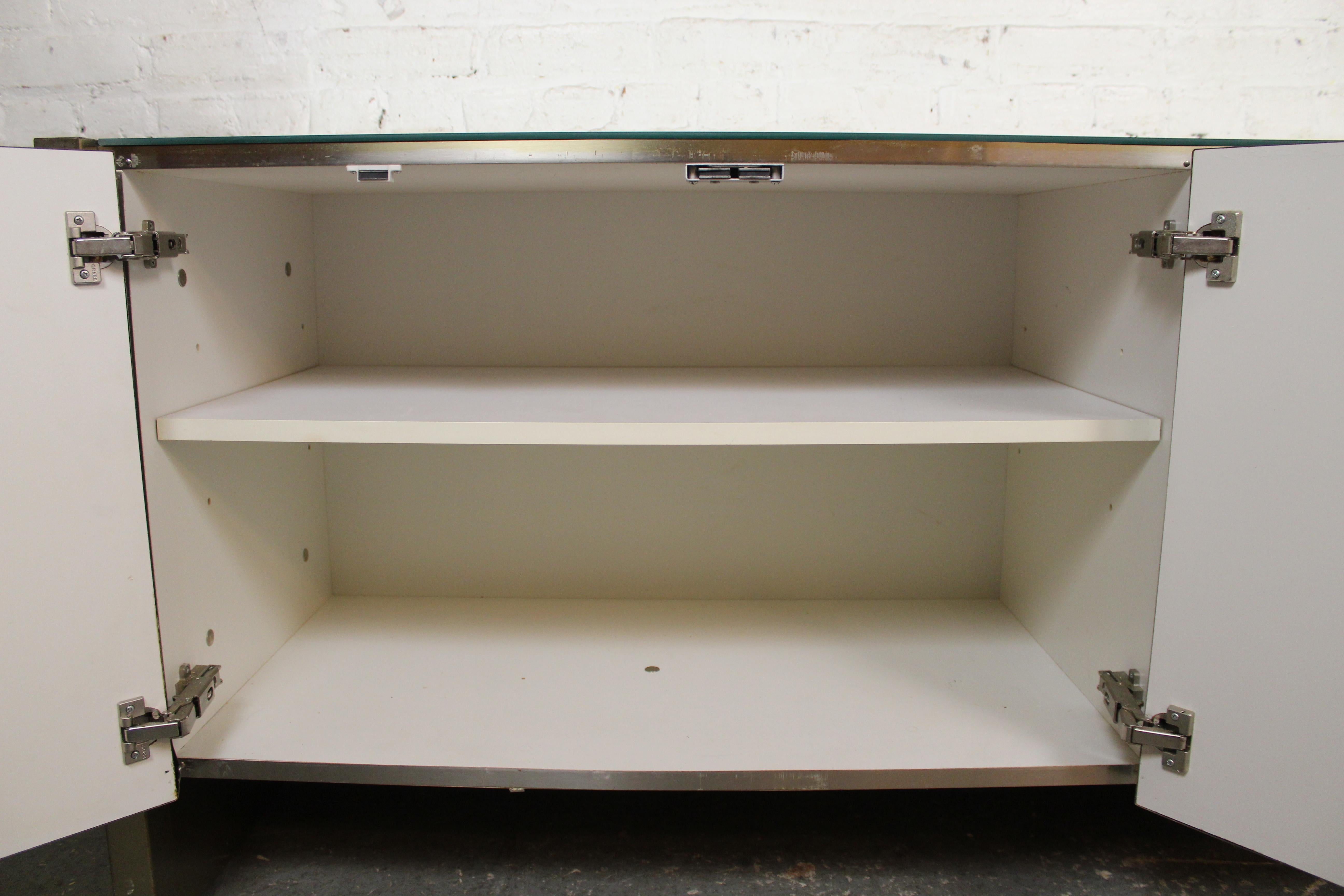 Chrome and Brass Herringbone Credenza by Ello Furniture 7