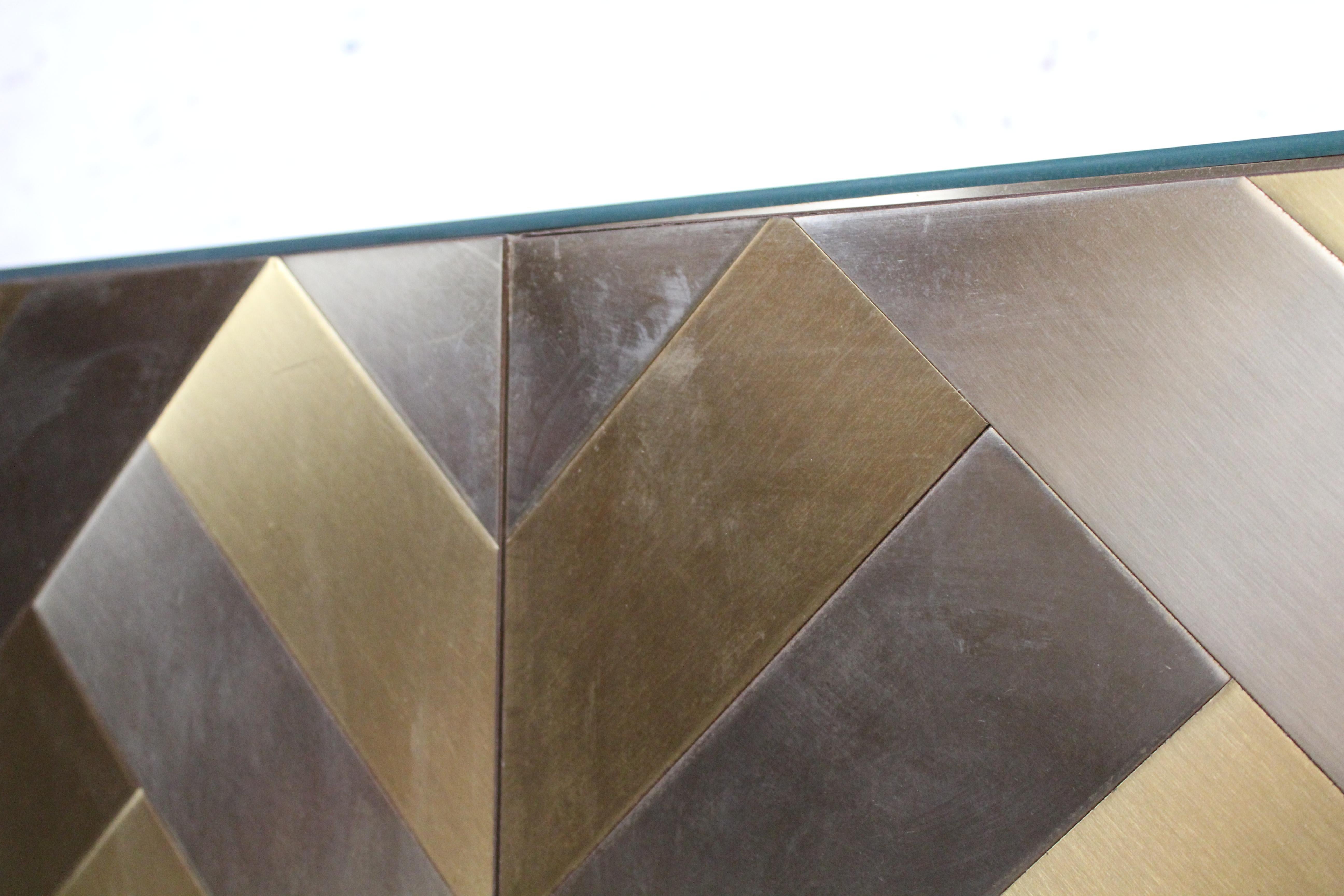Chrome and Brass Herringbone Credenza by Ello Furniture 9