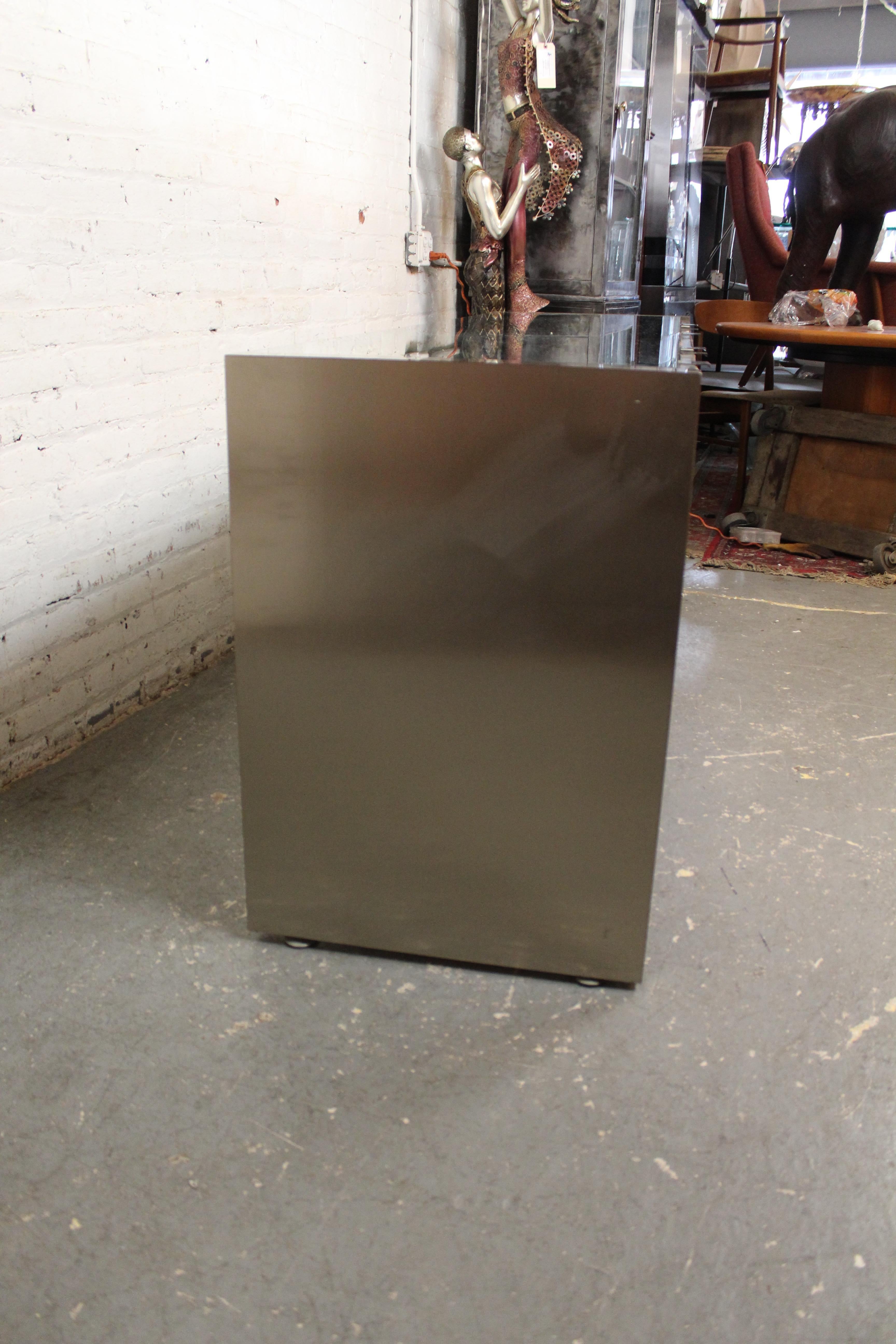 Chrome and Brass Herringbone Credenza by Ello Furniture 2
