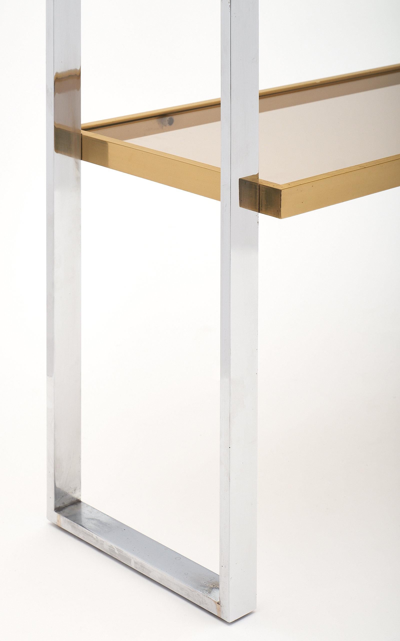 Chrome and Brass Italian Console Table 2