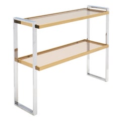 Chrome and Brass Italian Console Table