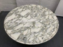 Chrome and Brass Marble-Top Table Style of Maison Jansen