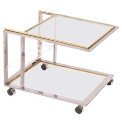 Chrome and Brass Mid Century Italian Bar Cart attributed to Romeo Rega