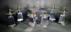 Chrome and Brass Midcentury Candlesticks, Set of Seven, 1970s