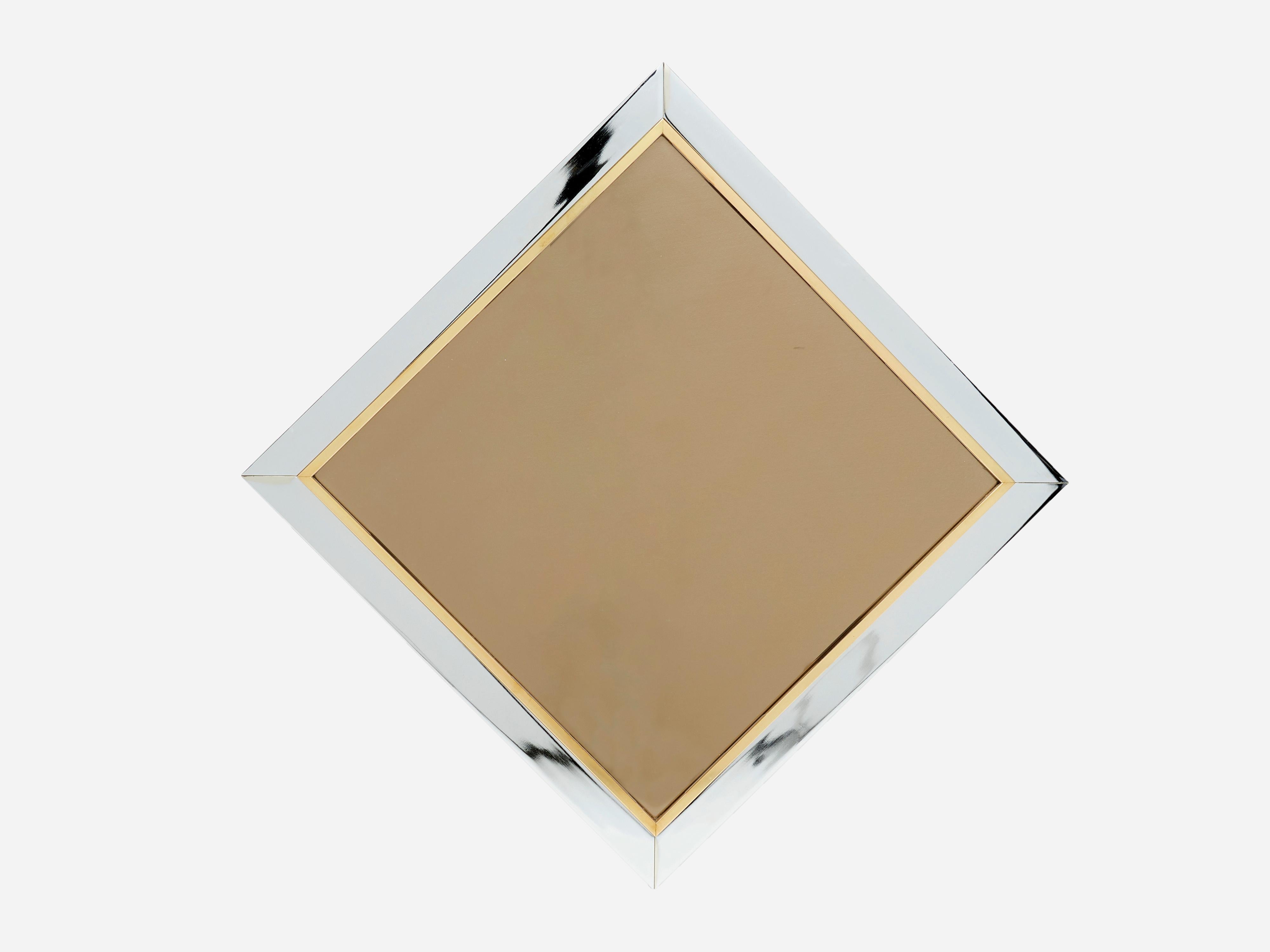 Belgian Chrome and Brass Mirror by Belgo Chrome, 1970s For Sale