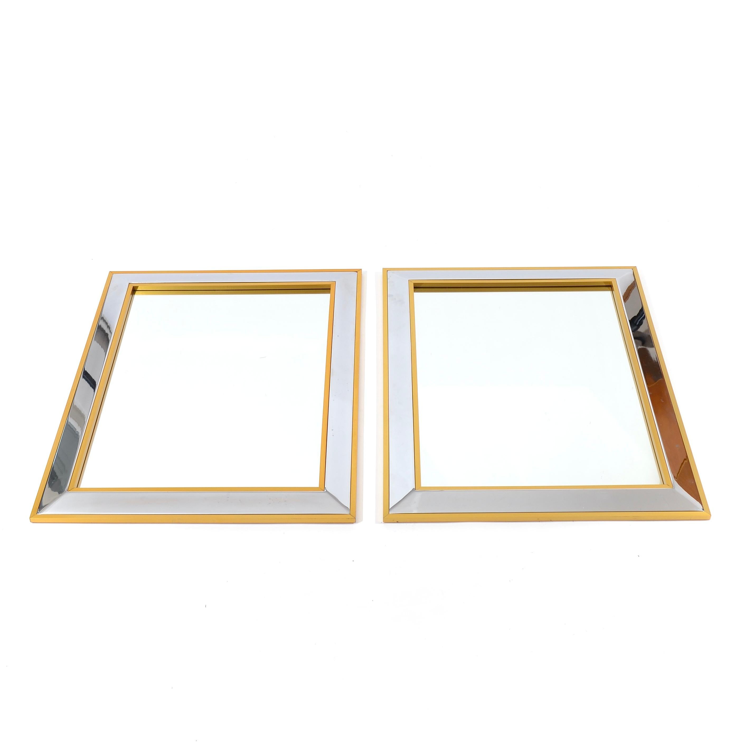 Hollywood Regency Chrome and brass mirrors, Zevi & C, Italy, 1970's For Sale