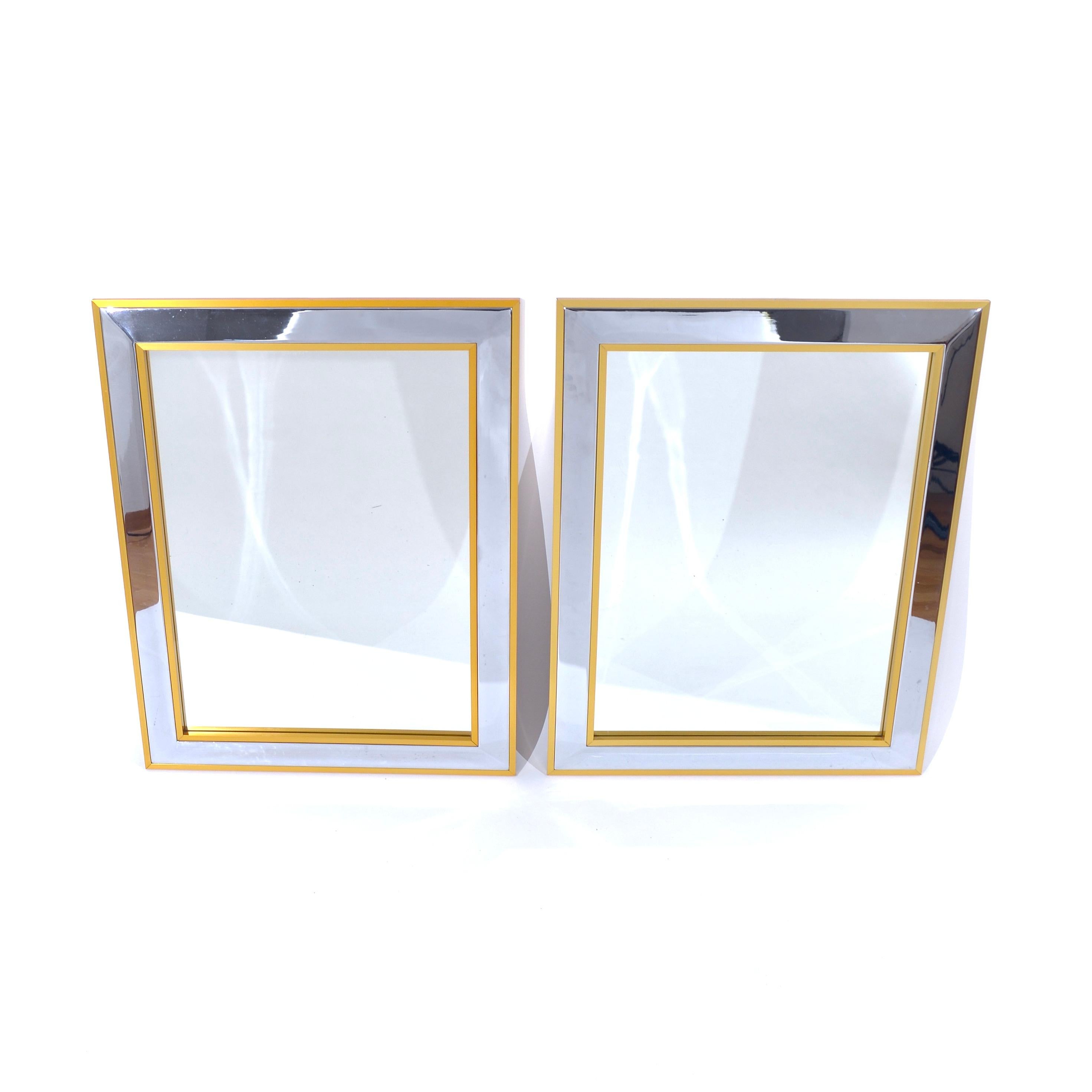 Italian Chrome and brass mirrors, Zevi & C, Italy, 1970's For Sale