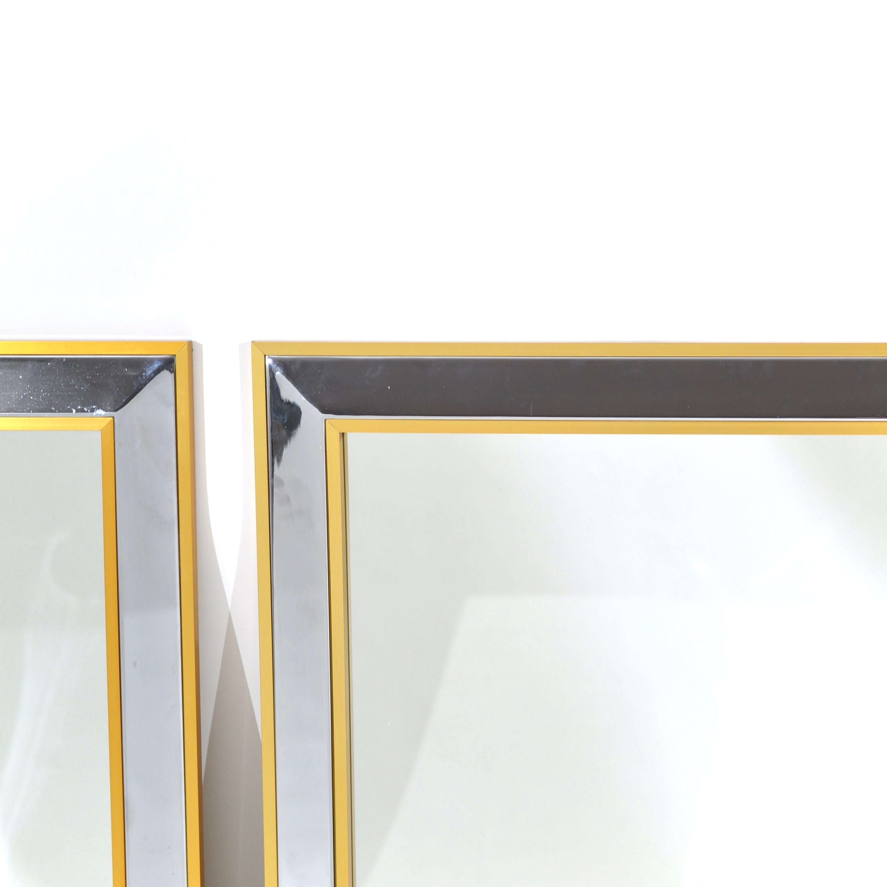 Chrome and brass mirrors, Zevi & C, Italy, 1970's In Good Condition For Sale In La Tour-de-Peilz, CH