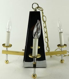 Chrome and Brass Pyramid Form Chandelier