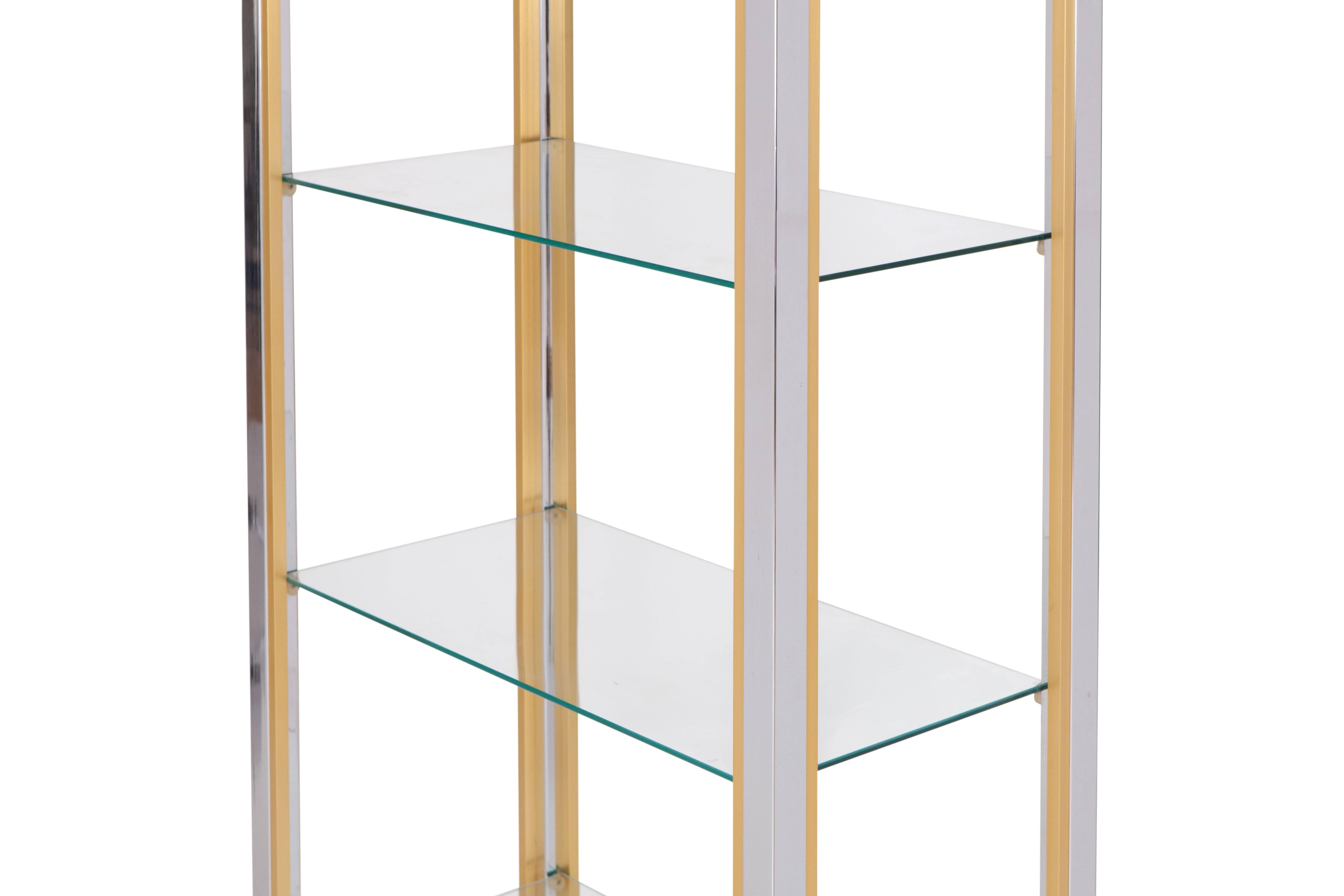 Late 20th Century Chrome and Brass Shelve Unit by Renato Zevi, Italy, 1970s