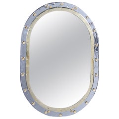 Chrome and Brass Ship's Porthole Window Converted to Mirror, 1970's