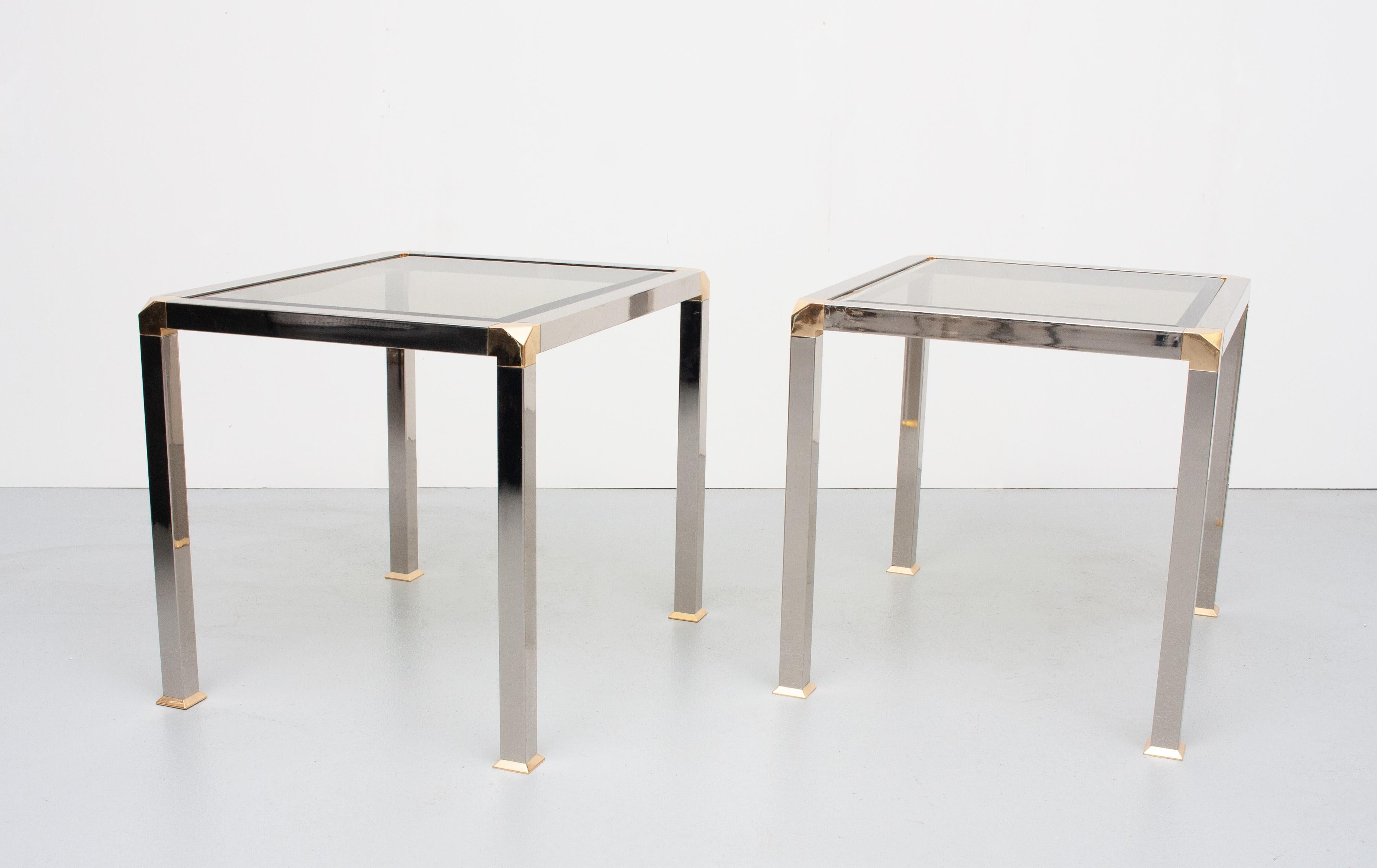 Chrome and Brass Side or Sofa Tables, 1970s In Good Condition In Den Haag, NL