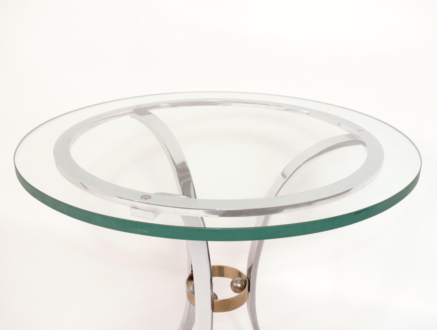 Mid-Century Modern Chrome and Brass Table For Sale