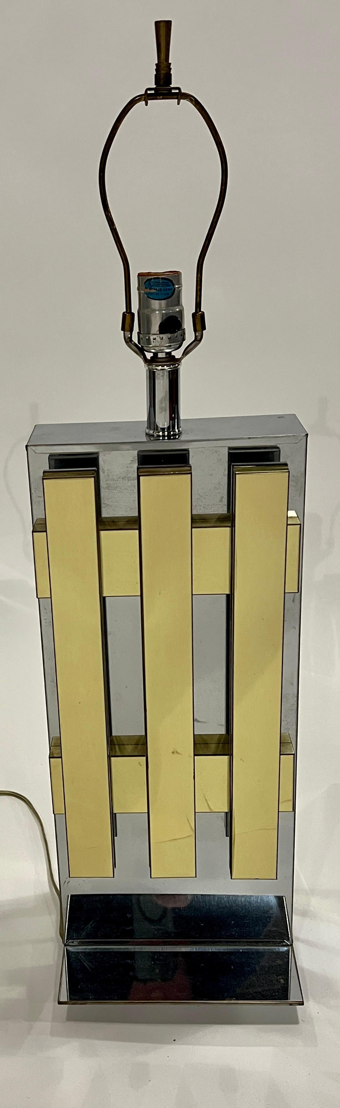 Chrome and Brass Table Lamp in the style of Romeo Rega For Sale 3