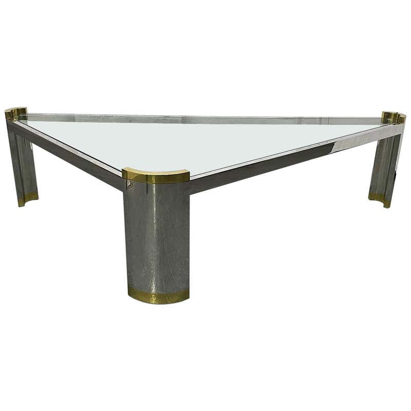 Triangular Chrome Cocktail Table For Sale at 1stDibs