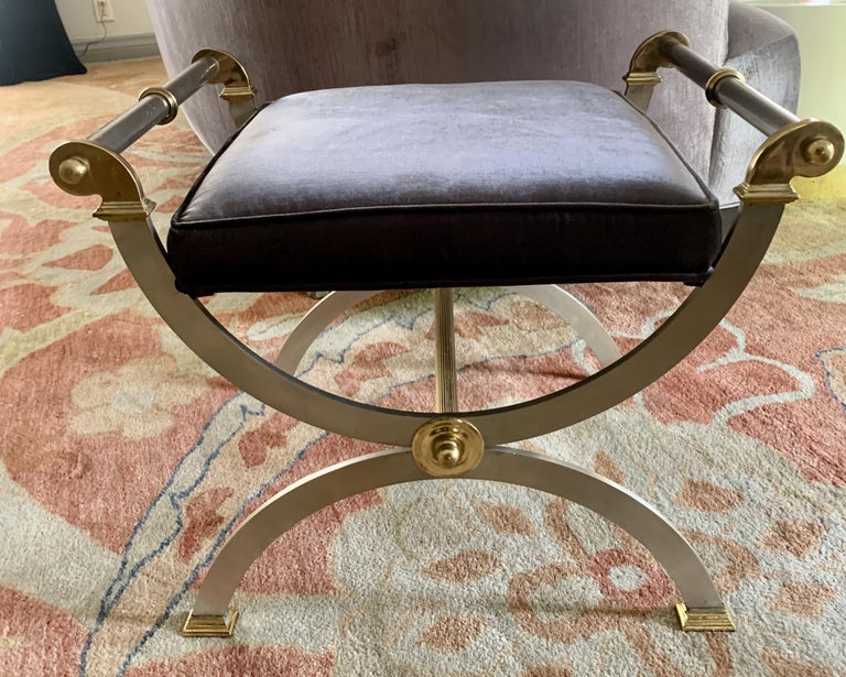 Chrome and Brass Vanity Bench at 1stDibs