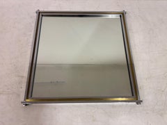 Espejo de pared de cromo y latón, Italia Años 70