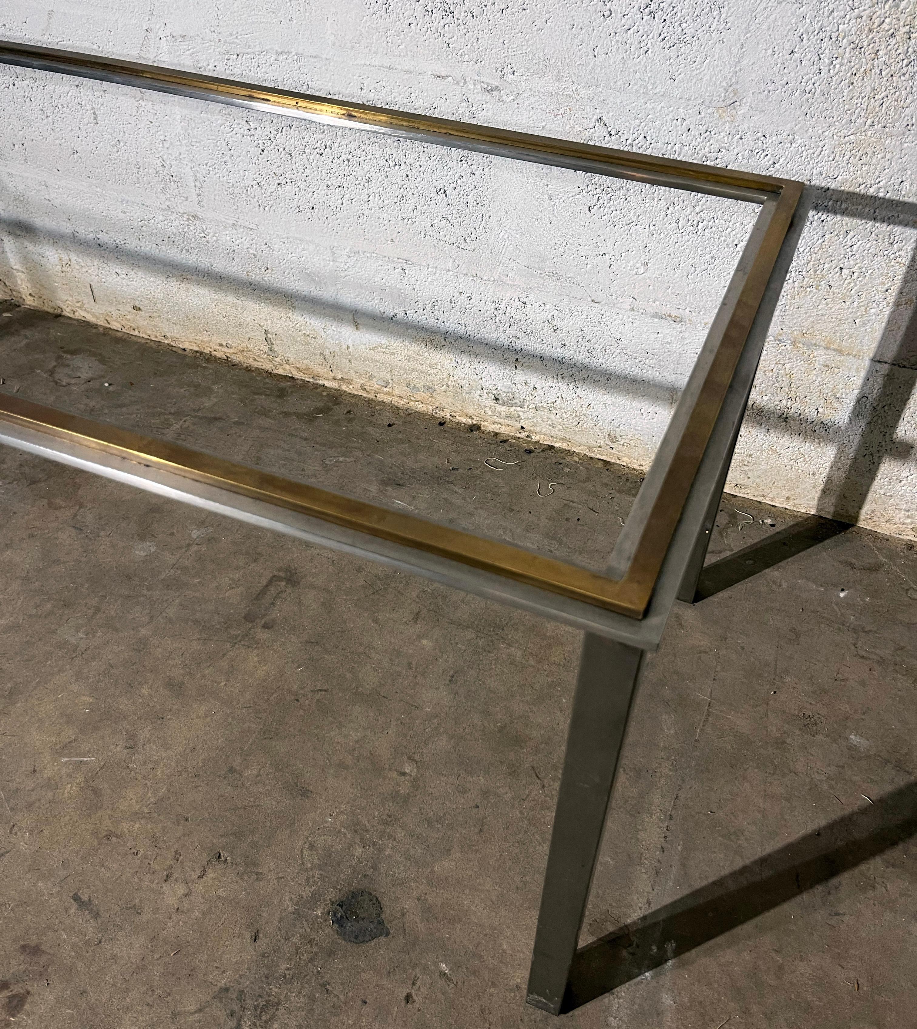 Mid-Century Modern Chrome and Brass Willy Rizzo Table without Glass Top For Sale