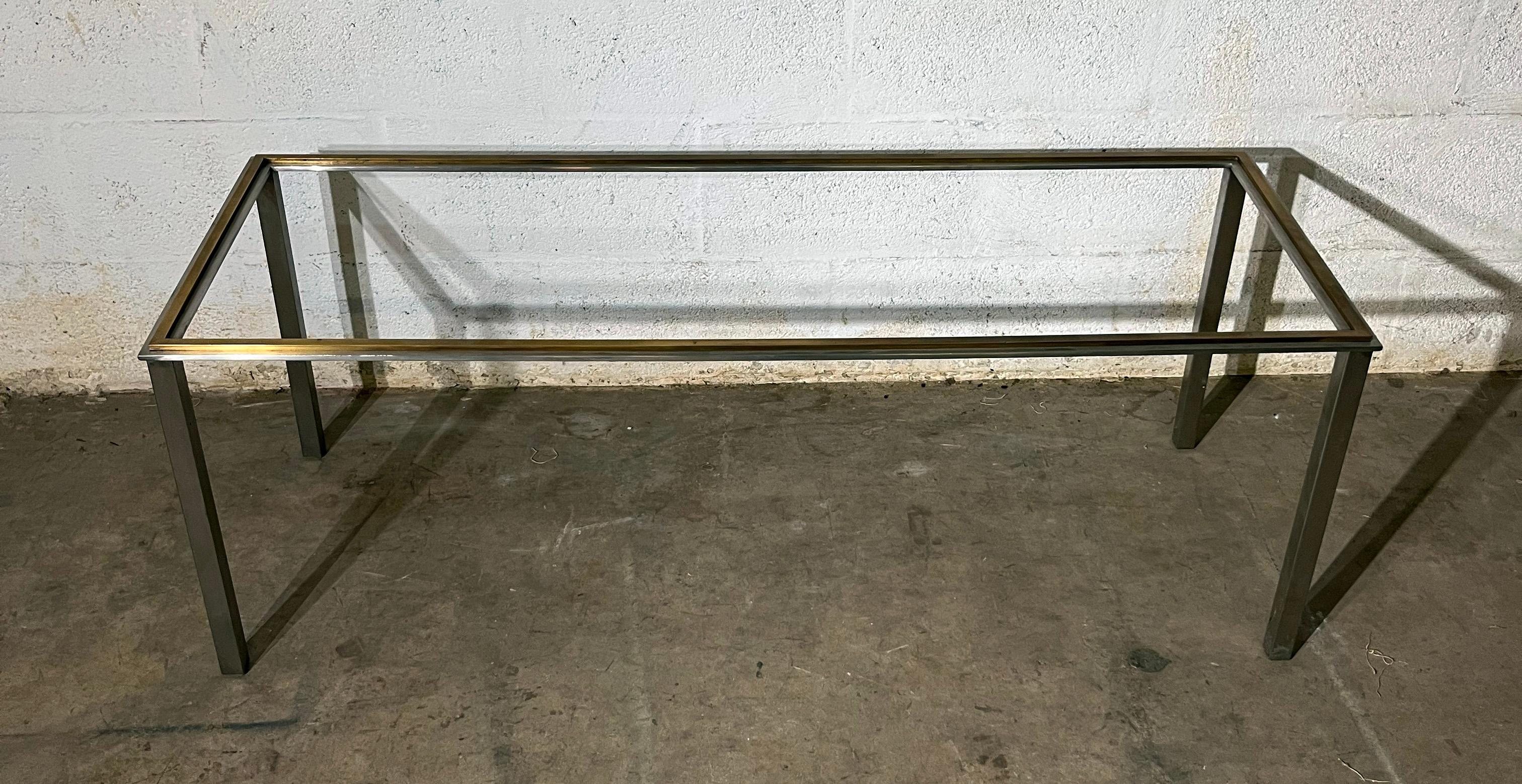 Italian Chrome and Brass Willy Rizzo Table without Glass Top For Sale