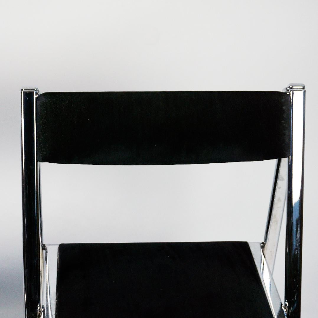Chrome and Brown and Black Velvet Folding Chairs Tamara by Arrben Italy 1970s For Sale 7