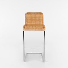 Chrome and Cane Barstool