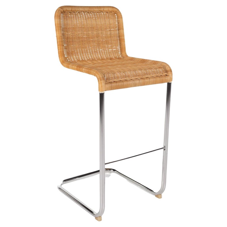 Chrome and Cane Barstool For Sale at 1stDibs